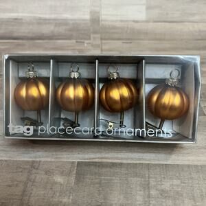 TAG Fall Pumpkin Place card Buffet Holders Ornament Clip On S/4 NEW Thanksgiving